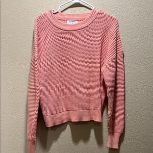 Old Navy Pink Textured Crew Neck Sweater